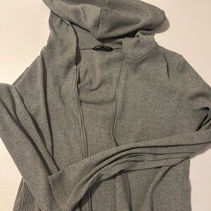 Gray Cropped Zip Up